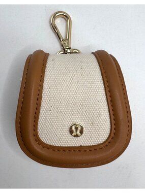 Lululemon Canvas Mini Bag Faux Leather Tan Clip-On Mini Pouch